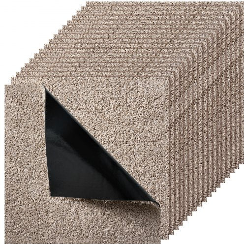 Carpet Tiles 457x457 mm, 10 Pack Carpet Square Rug Detachable & Damage-free, Self Adhesive Home Floor Soft Plush Padded for 2.1㎡ Coverage, Easy DIY for Living Room & Bedroom, Light Brown