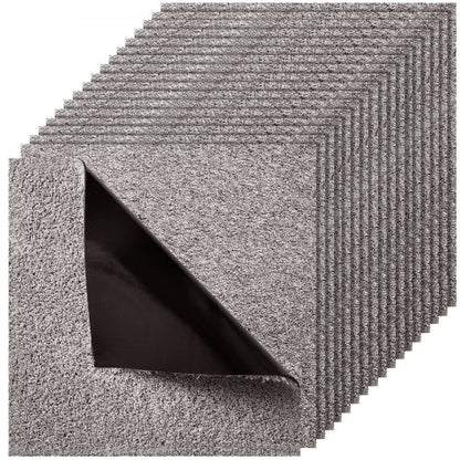 Carpet Tiles 457x457 mm, 10 Pack Carpet Square Rug Detachable & Damage-free, Self Adhesive Home Floor Soft Plush Padded for 2.1㎡ Coverage, Easy DIY for Living Room & Bedroom, Dark Brown