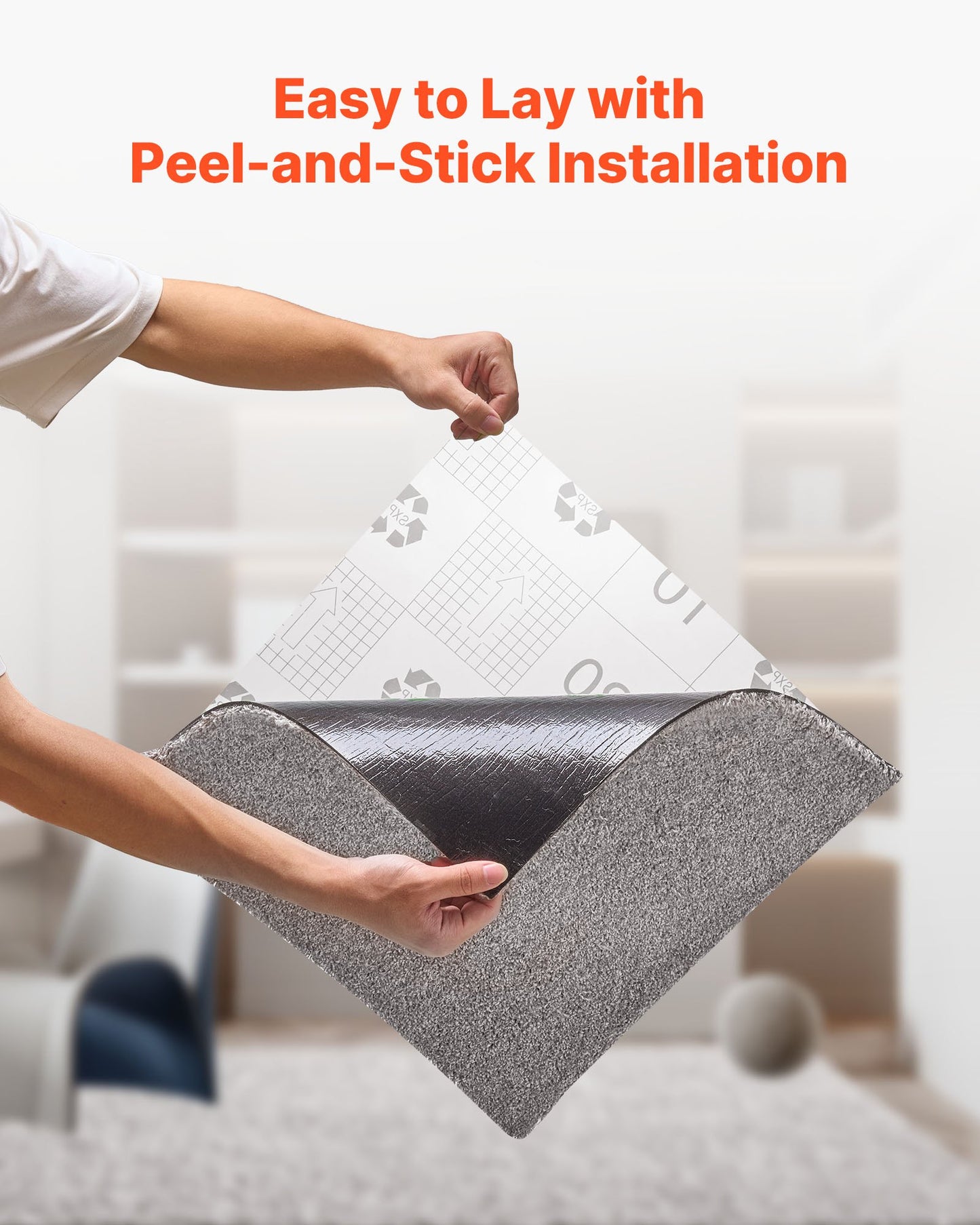 Carpet Tiles 457x457 mm, 10 Pack Carpet Square Rug Detachable & Damage-free, Self Adhesive Home Floor Soft Plush Padded for 2.1㎡ Coverage, Easy DIY for Living Room & Bedroom, Dark Brown