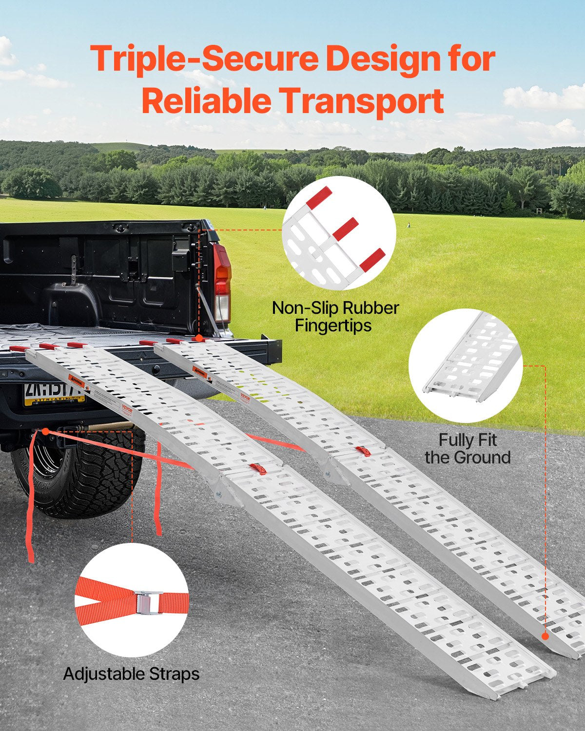 Aluminiumramper, 1500 lbs, 2 st kraftiga ramper med bredare rampyta, universell stabil lastramp med handtag, passar för ATV, UTV, motorcykel, elcykel, etc.