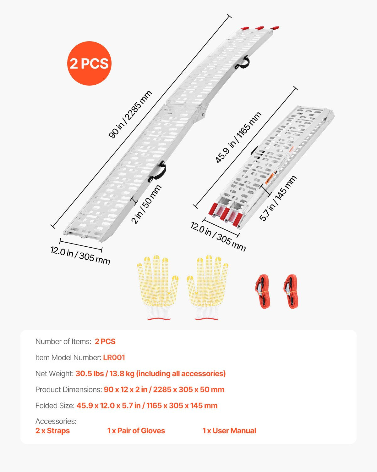 Aluminiumramper, 1500 lbs, 2 st kraftiga ramper med bredare rampyta, universell stabil lastramp med handtag, passar för ATV, UTV, motorcykel, elcykel, etc.