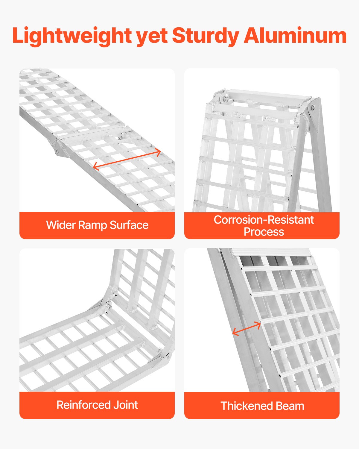 Aluminiumramper, 2000 lbs, 2 st kraftiga ramper med bredare rampyta, universell stabil lastramp med handtag, passar för ATV, UTV, motorcykel, elcykel, etc.