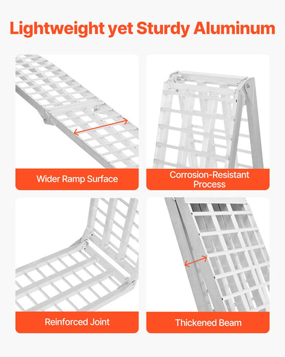 Aluminiumramper, 2000 lbs, 2 st kraftiga ramper med bredare rampyta, universell stabil lastramp med handtag, passar för ATV, UTV, motorcykel, elcykel, etc.