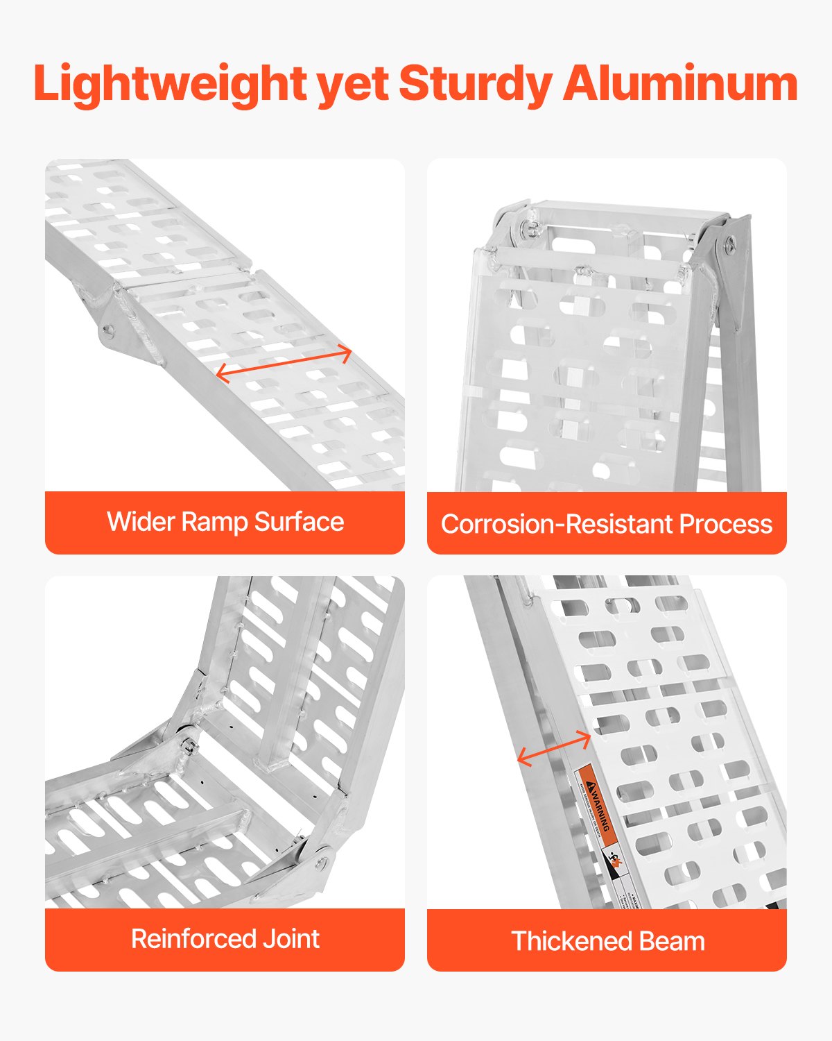 Aluminiumramper, 750 lbs, 1 st kraftiga ramper med bredare rampyta, universell stabil lastramp med handtag, passar för motorcykel, elcykel, cykel etc.