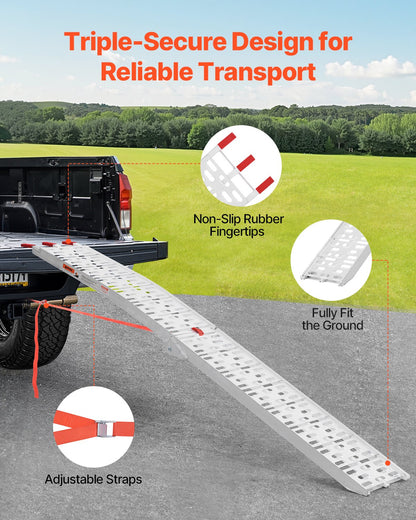 Aluminiumramper, 750 lbs, 1 st kraftiga ramper med bredare rampyta, universell stabil lastramp med handtag, passar för motorcykel, elcykel, cykel etc.