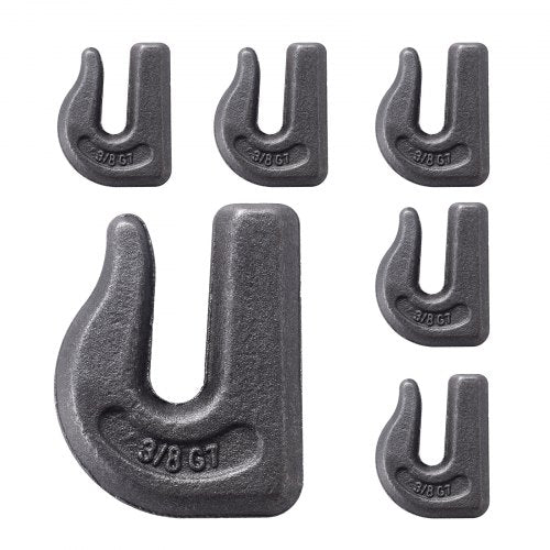 Weld-on Grab Chain Hooks 3/8" Heavy Duty Tow Hook G70 Forged Steel 6 Packs Tractor Hook Weldable Compatible for Tractor Bucket, Crane, Chain Hoist, Forklift, Maximum Break Strength 15,000 lbs
