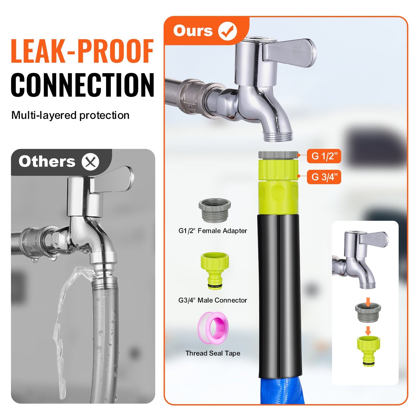 30.5 m Heated Water Hose for RV -45℉ Antifreeze Heated Drinking Water Hose