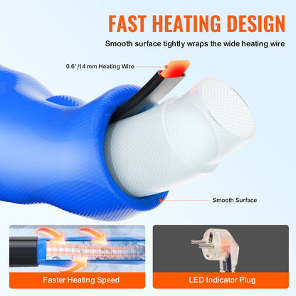 25ft Heated Water Hose for RV, Heated Drinking Water Hose with Corrugated Cover Antifreeze to -45°F, Automatic Self-regulating, 5/8" I.D. with Quick-connect Fitting Set, Lead and BPA Free