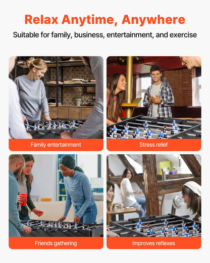 Foosball Table, 121 cm Standard Size Table, Indoor Full Size Foosball Tables for Home, Family, and Game Room, Durable Soccer Set, Includes 2 Balls, Score Keeper, and 2 Cup Holders