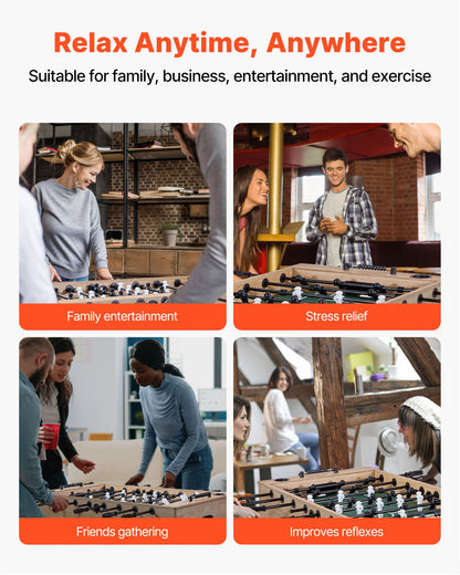 Foosball Table, 140 cm Standard Size Table, Indoor Full Size Foosball Tables for Home, Family, and Game Room, Durable Soccer Set, Includes 4 Balls, Score Keeper, and 2 Cup Holders