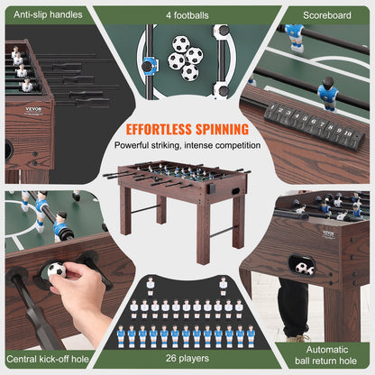 Foosball Table, 55 inch Standard Size Foosball Table, Indoor Full Size Foosball Table for Home, Family, and Game Room, Soccer with Foosball Table Set, Includes 4 Balls and 2 Cup Holders