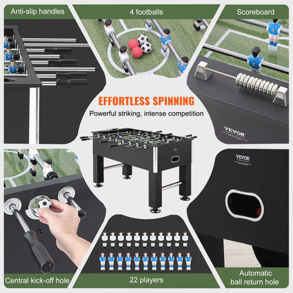 Foosball Table, 55 inch Standard Size Foosball Table, Indoor Full Size Foosball Table for Home, Family, and Game Room, Soccer with Foosball Table Set, Includes 4 Balls and 4 Cup Holders