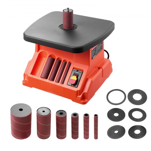 Oscillating Spindle Sander, 2000RPM Benchtop Spindle Sander with 6 Sleeves (12.7–76.2 mm), 16mm Stroke & 390 x 415 mm Wide Worktable for Furniture Finishing, Crafts Sanding, DIY Woodworking