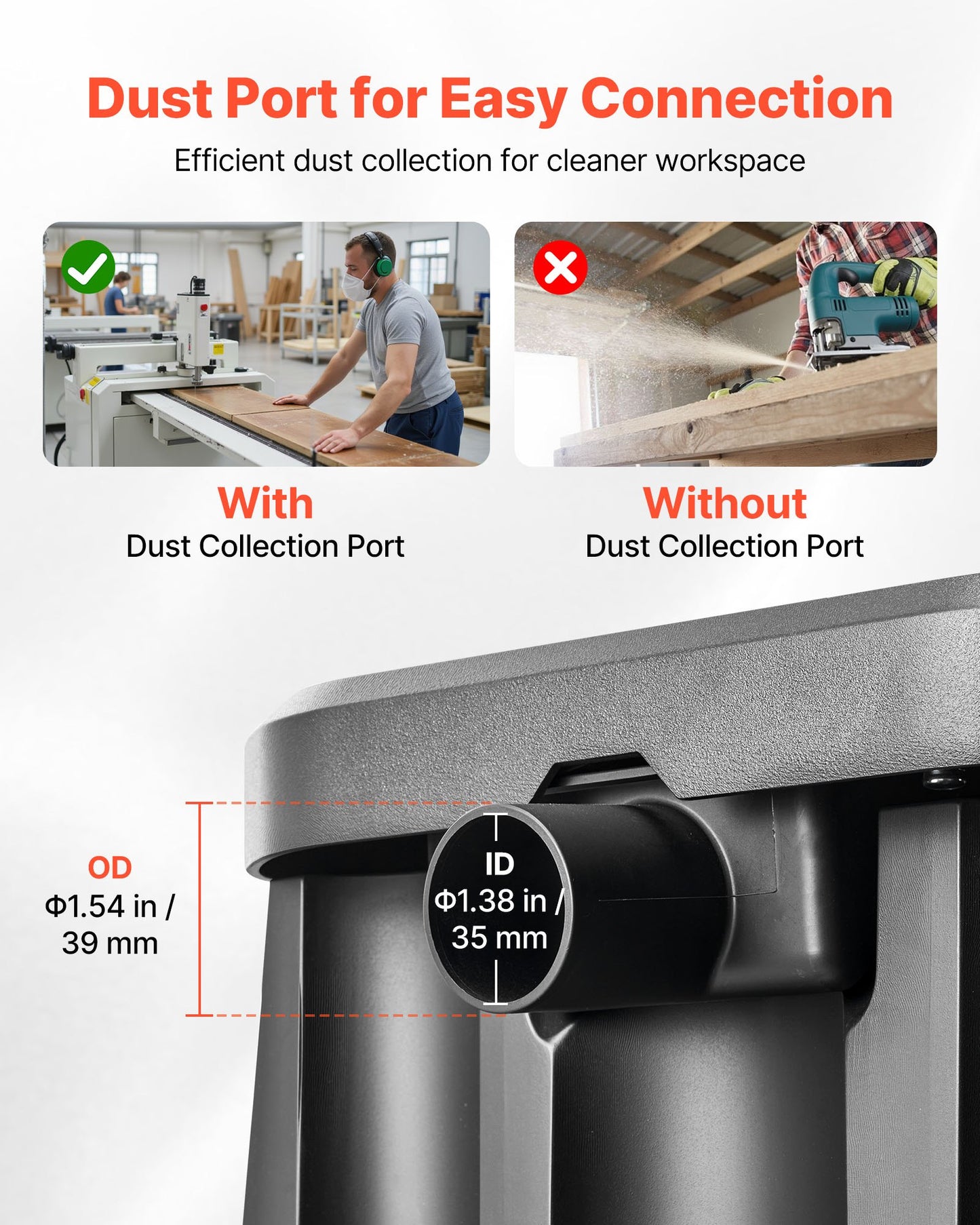 Oscillerande spindelslip, 2000 varv/min bänkspindelslip med 6 hylsor (12,7–76,2 mm), 15 mm slaglängd och dammanslutningsport för möbelfinish, hantverksslipning, gör-det-själv-träbearbetning