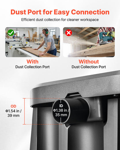 Oscillerande spindelslip, 2000 varv/min bänkspindelslip med 6 hylsor (12,7–76,2 mm), 15 mm slaglängd och dammanslutningsport för möbelfinish, hantverksslipning, gör-det-själv-träbearbetning