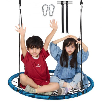 Spider Web Saucer Swing, 40 Inch Round Swings for Kids Outdoor, 750lbs Weight Capacity Saucer Tree Swing, Stable Woven Rope Swing Seat with Tree Hanging Straps and Adjustable Multi-Strand Ropes