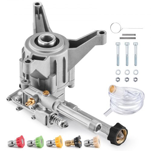 Pressure Washer Pump, 22mm(7/8") Shaft Vertical, 214 bar(3100 PSI), 9.5 L/min(2.5GPM), Replacement Power Washer Pumps Kit with 5 Nozzles, Compatible with Briggs & Stratton, Generac, Devilbiss, Troy Bilt, Honda, Craftsman
