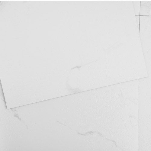 Self Adhesive Vinyl Floor Tiles 12 x 12 inch, 50 Tiles 1.5mm Thick Peel & Stick, White Marble Texture DIY Flooring for Kitchen, Dining Room, Bedrooms & Bathrooms, Easy for Home Decor