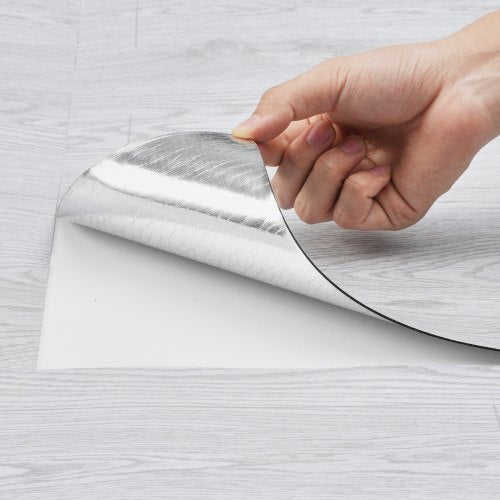 Self Adhesive Vinyl Floor Tiles 390 x 23.6 inch, 1.5mm Thick Peel & Stick, Light Gray Wood Grain DIY Flooring for Kitchen, Dining Room, Bedrooms & Bathrooms, Easy for Home Decor