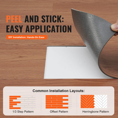 Self Adhesive Vinyl Floor Tiles 36 x 6 inch, 36 Tiles 2.5mm Thick Peel & Stick, Deep Brown Wood Grain DIY Flooring for Kitchen, Dining Room, Bedrooms & Bathrooms, Easy for Home Decor