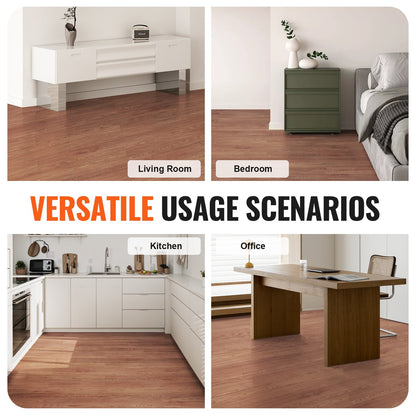 Self Adhesive Vinyl Floor Tiles 36 x 6 inch, 36 Tiles 2.5mm Thick Peel & Stick, Deep Brown Wood Grain DIY Flooring for Kitchen, Dining Room, Bedrooms & Bathrooms, Easy for Home Decor