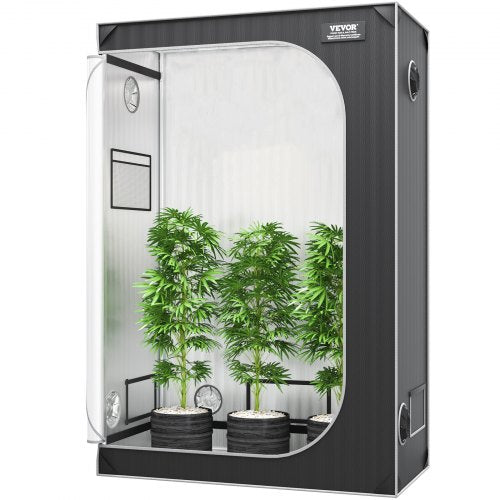 2x4 Grow Tent, 122 x 61 x 183 cm, High Reflective 2000D Mylar Hydroponic Growing Tent with Observation Window, Tool Bag and Floor Tray for Indoor Plants Growing